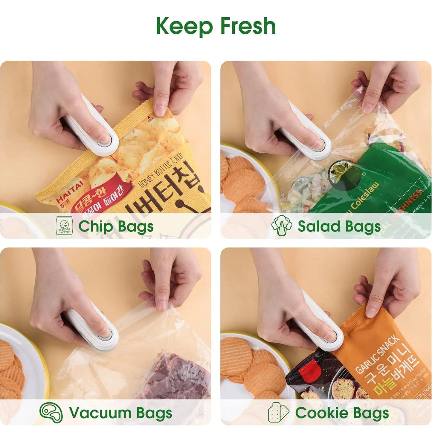 Heat Sealing Machine 2 In 1 Cutting And Sealer Usb Rechargeable Food Sealer Mini Sealer For Snack Storage Food Sealer For Chip Bags, Plastic Bags, Food Storage