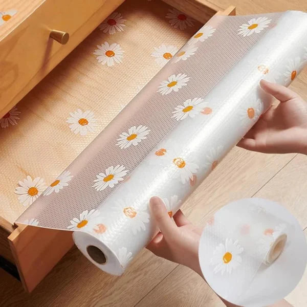 Anti-slip Drawer Mat – Pvc Sheet Roll (45cm X 150cm) For Cabinets, Shelves, And Refrigerators (random Design)
