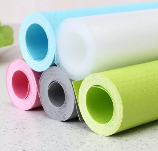 Anti-slip Drawer Mat – Pvc Sheet Roll (45cm X 150cm) For Cabinets, Shelves, And Refrigerators (random Design)