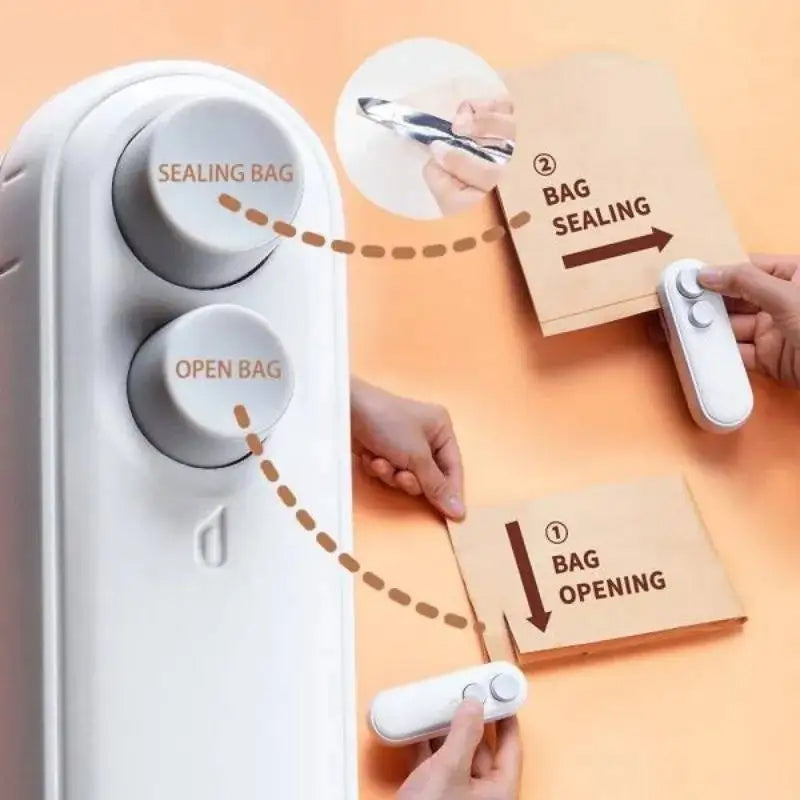 Heat Sealing Machine 2 In 1 Cutting And Sealer Usb Rechargeable Food Sealer Mini Sealer For Snack Storage Food Sealer For Chip Bags, Plastic Bags, Food Storage